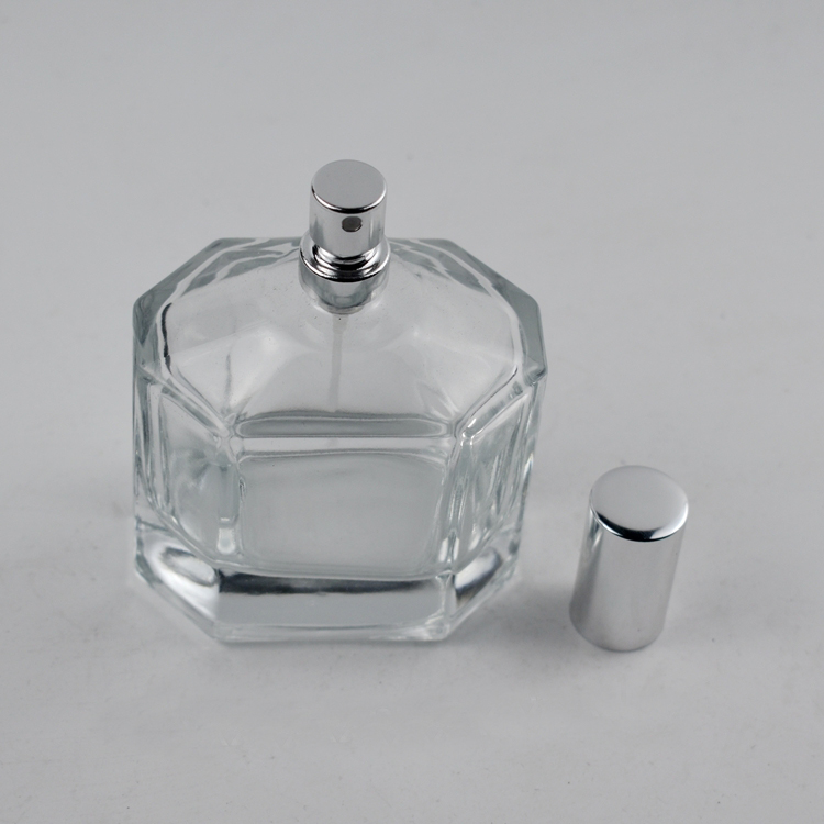 100ml Classic Octagonal Glass Perfume Bottle with Silver pump head